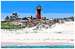 Sandy Beach By Monomoy Point Lighthouse - Digital Painting